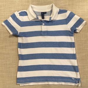 Janie and Jack toddler boy striped polo shirt , light blue and white . Size 4T